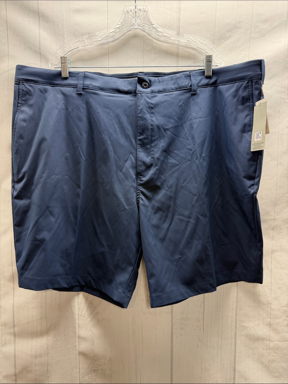PGA Tour NWT Men's Navy Blue Flat Front Active Gripper Waistband Golf Shorts 48